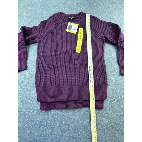 Ellen Tracy Sweater Womens Small Port Marl Burgundy Cable Knit Crew Neck New - Picture 4 of 15